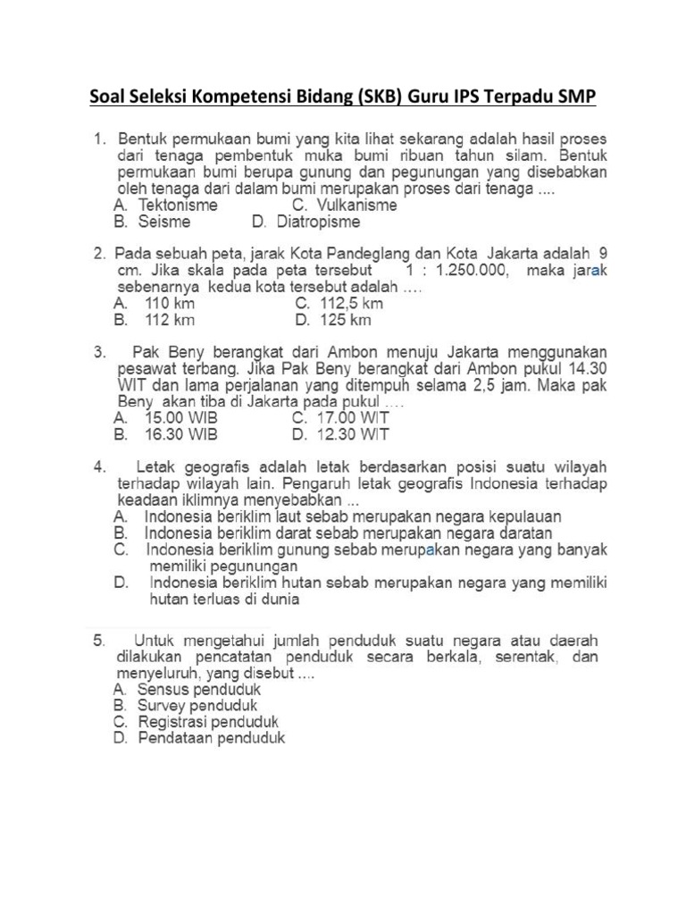 Soal Skb Guru Ips Smp Cpns 2018 1
