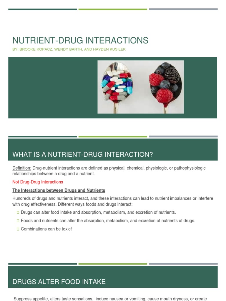 Nutrient Drug Interactions Nutrients Small Intestine