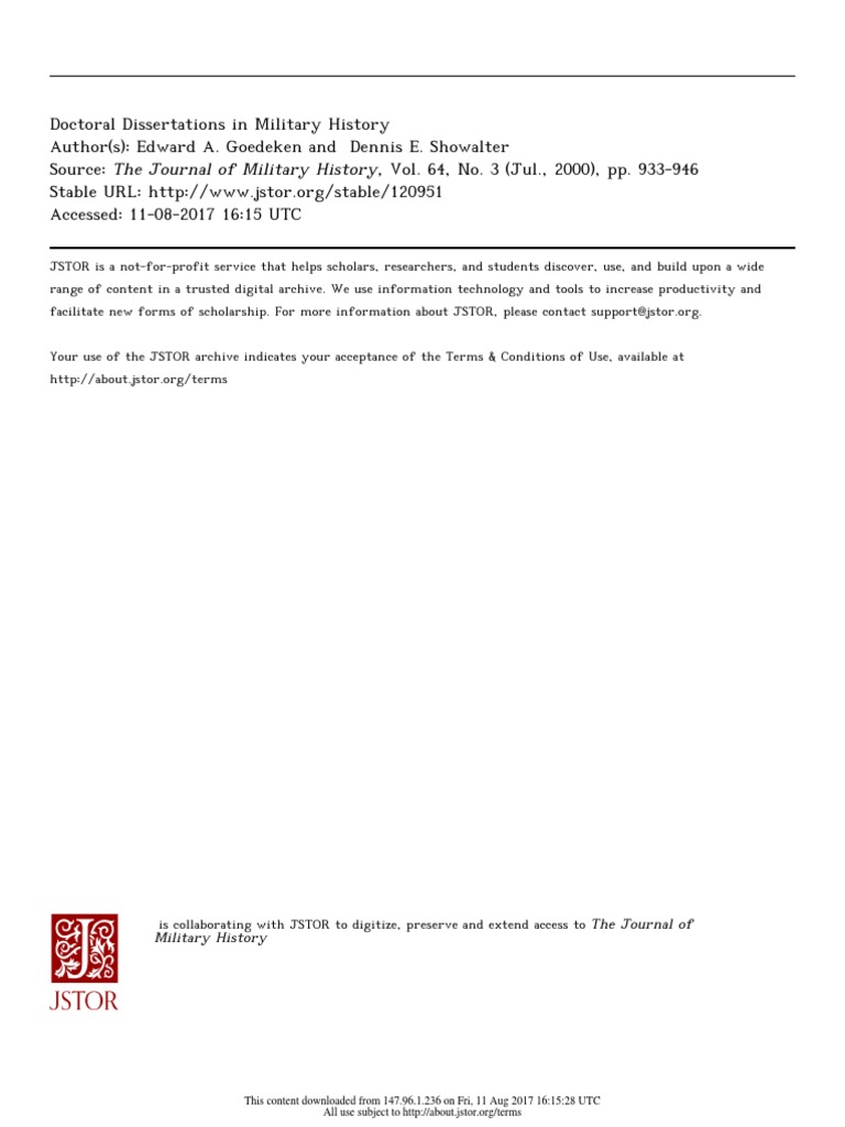 Doctoral Dissertations in Military History | PDF | United Kingdom ...