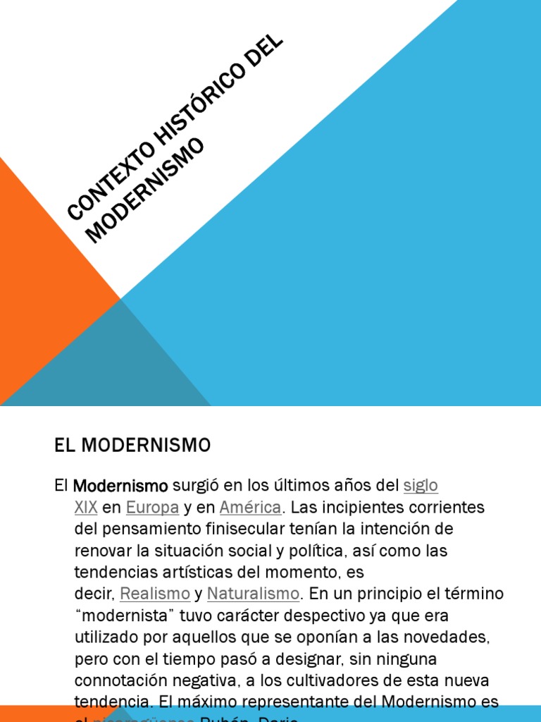 Contexto Histórico Del Modernismo Poesía Agitación