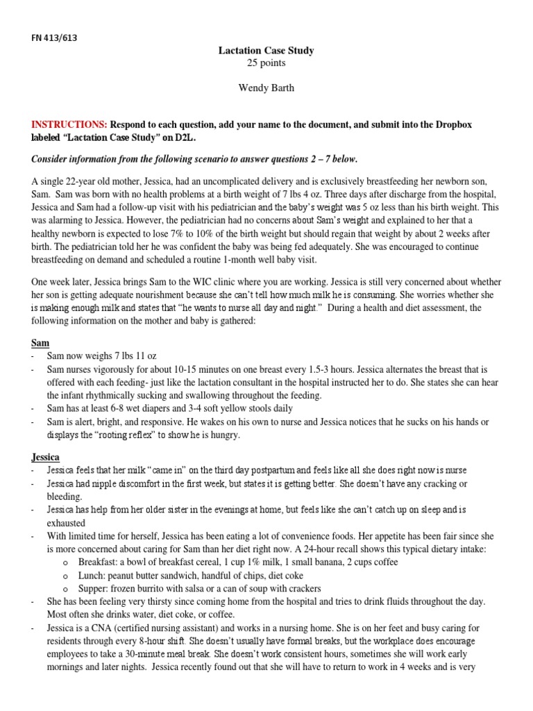 Lactation Case Study PDF Breastfeeding Breast Milk