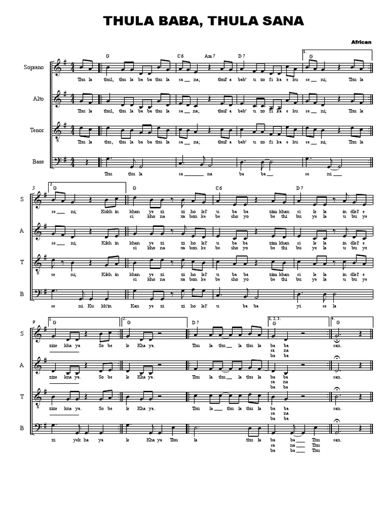 Thula Baba, Thula Sana | PDF | Chant | Hauteur (musique)