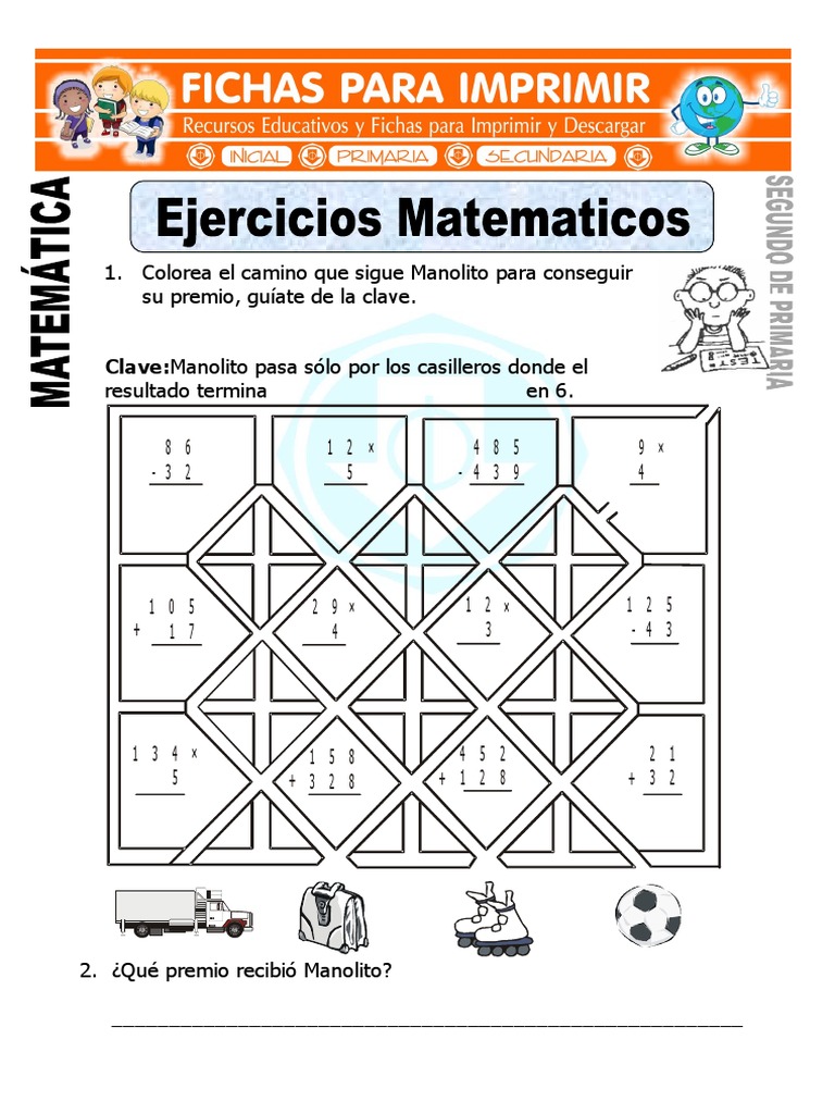 Ficha de Ejercicios Matematicos para Segundo de Primaria | PDF