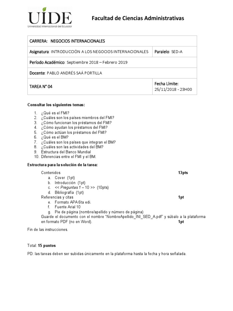 Tarea 04 PDF | PDF | Negocios
