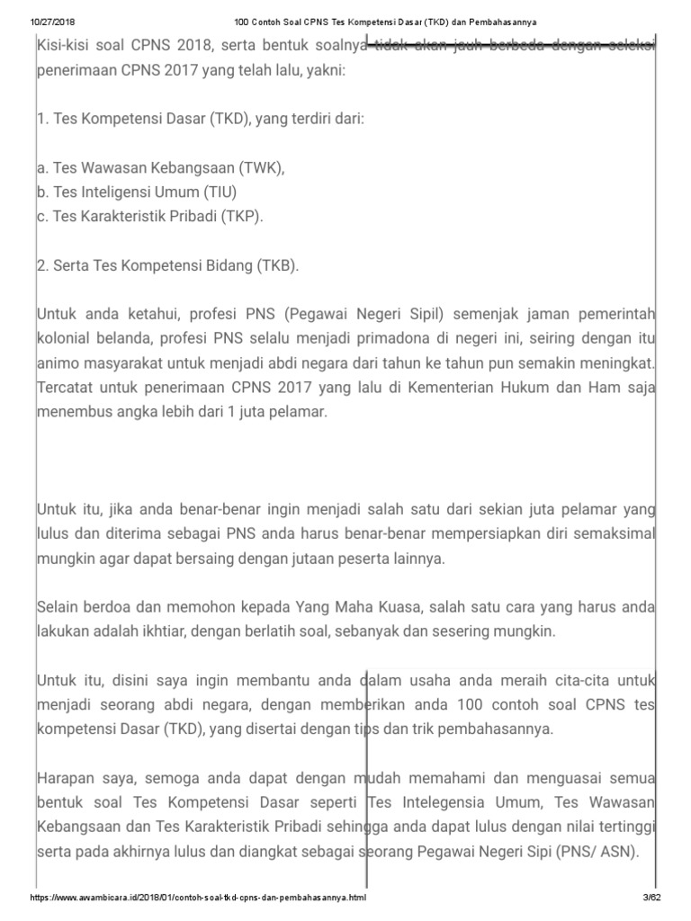 Materi Soal Tkd Cpns