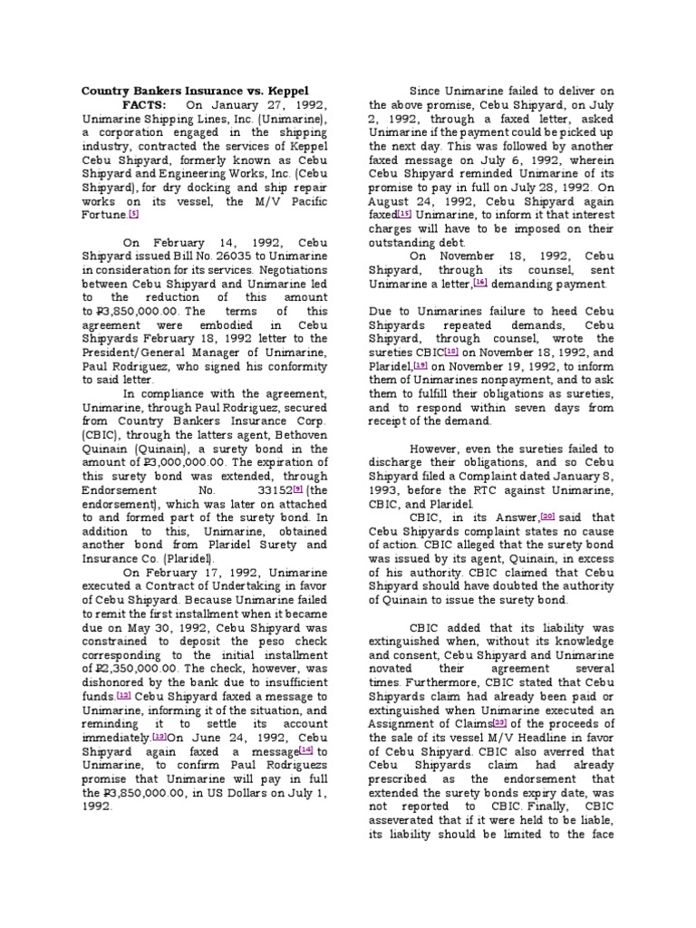 Country Bankers Insurance vs. Keppel FACTS On January 27, 1992 PDF