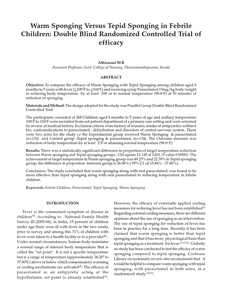 Warm Sponge and Tepid Sponge Fever Health Care