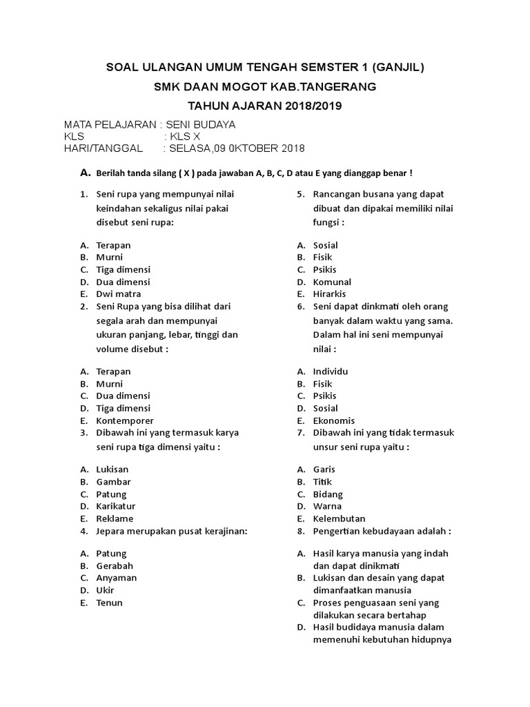 SOAL UAS SENI BUDAYAcx