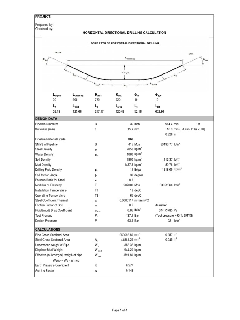 HDD Calculation Template PDF | PDF | Density | Stress (Mechanics)