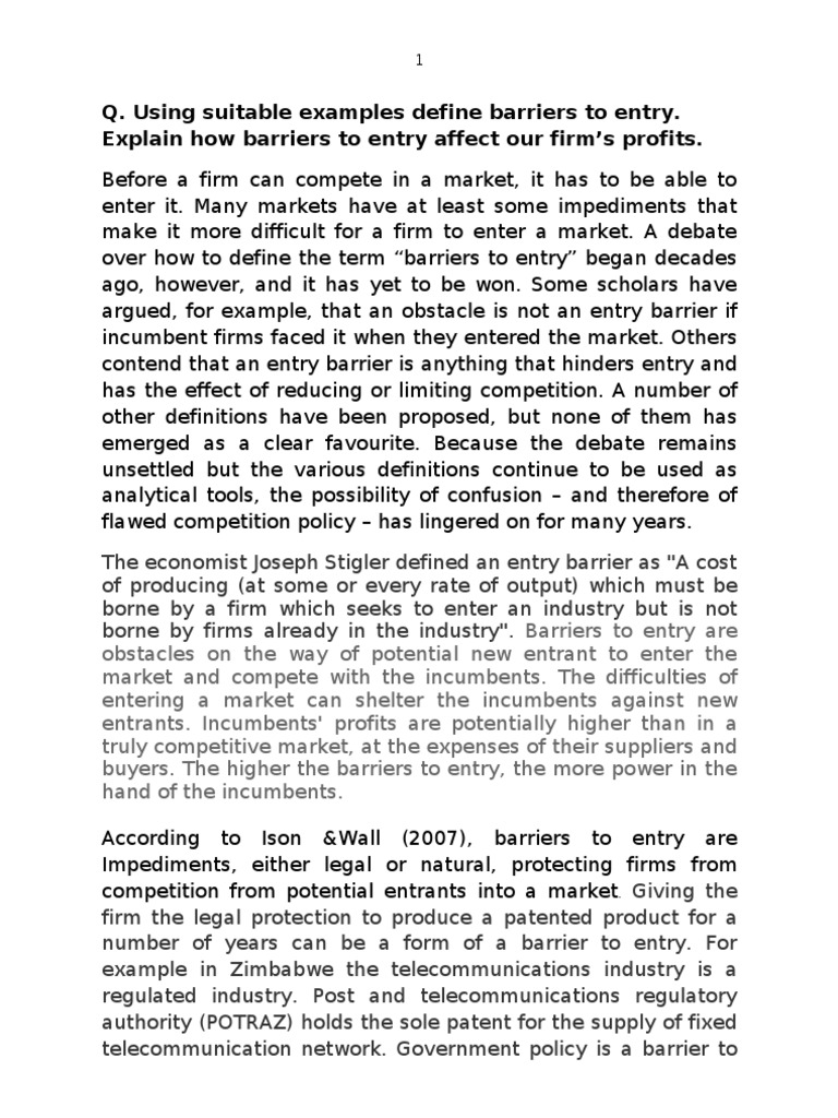 Barriers To Entry | PDF | Profit (Economics) | Research And Development