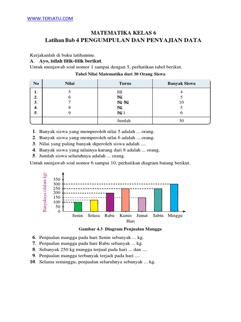 325651759 Matematika Kelas 6 Bab 4 Pengumpulan Dan Penyajian Data Pdf Pdf