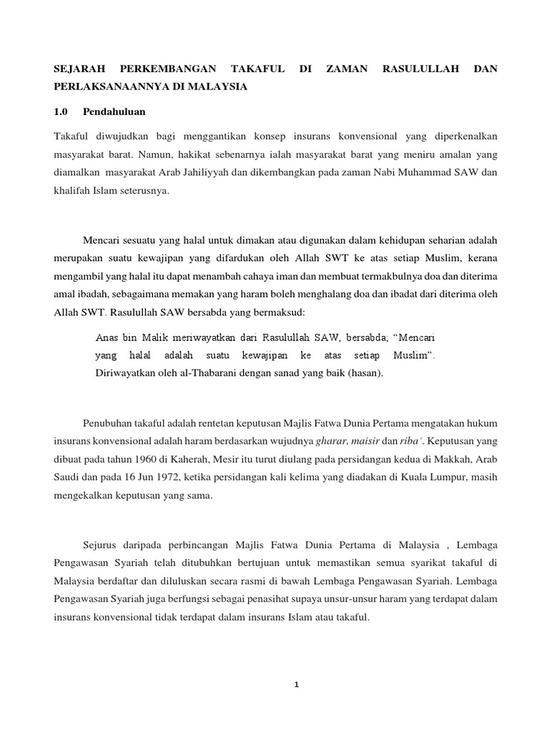 Sejarah Takaful Di Zaman Rasulullah Pdf