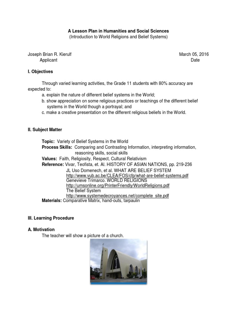 Lesson Plan Worlds Religious Belief 1 Docx Monotheism Polytheism