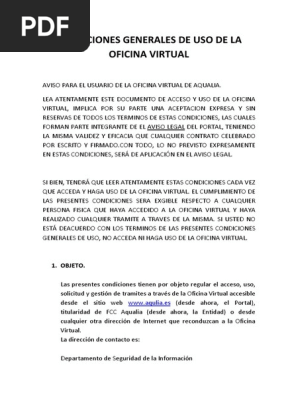 Condiciones Oficina Virtual Aqualia | PDF | Contraseña |