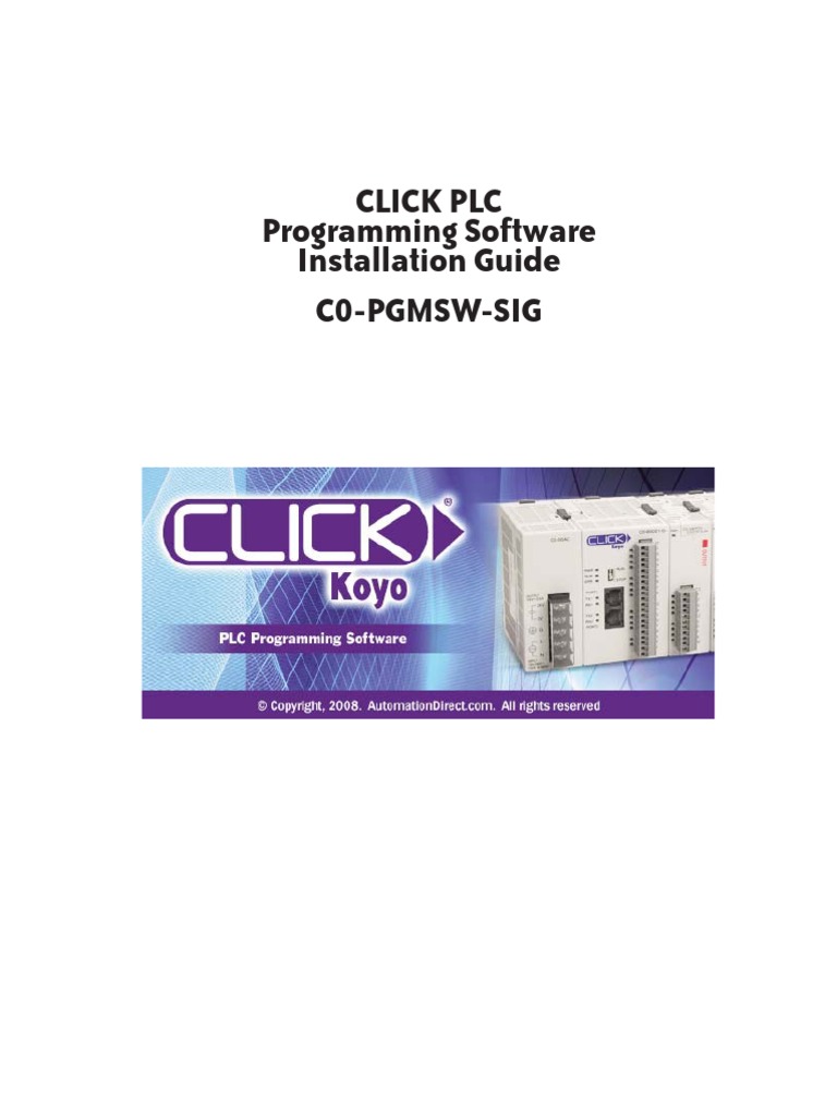 Click PLC Programming Software Installation Guide C0-Pgmsw-Sig | PDF ...