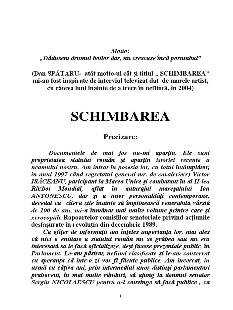 Schimbarea Vol I Si Cu Anexe