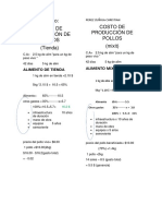 Costo de Produccion de Pollos de Carne