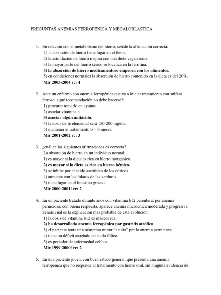 Anemias Ferropenica y Megaloblastica PDF Vitamina B12 Anemia