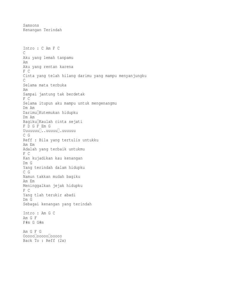 Chord Samsons Kenangan Terindah | PDF | Puisi