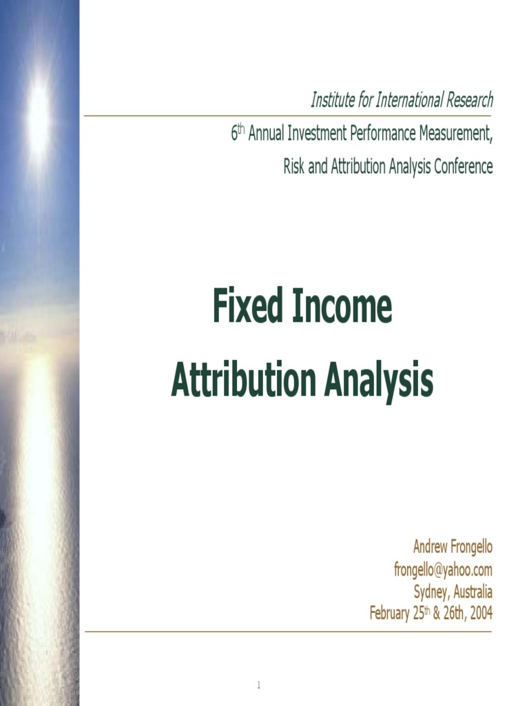 Fixed Attribution Analysis PDF Bond Duration Yield Curve