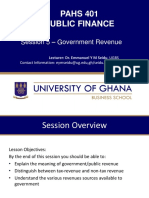 PAHS 401 Public Finance: Session 5 - Government Revenue