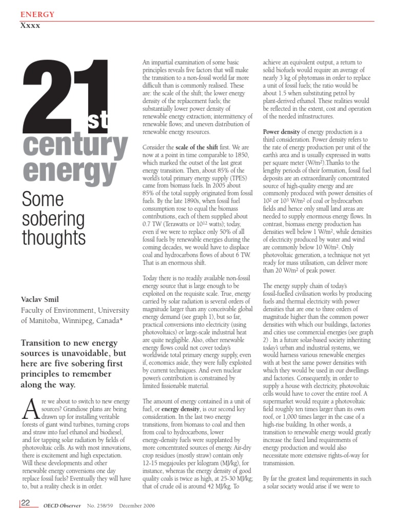 21st Century Energy Vaclav Smil | PDF | Energy Development | Fuels