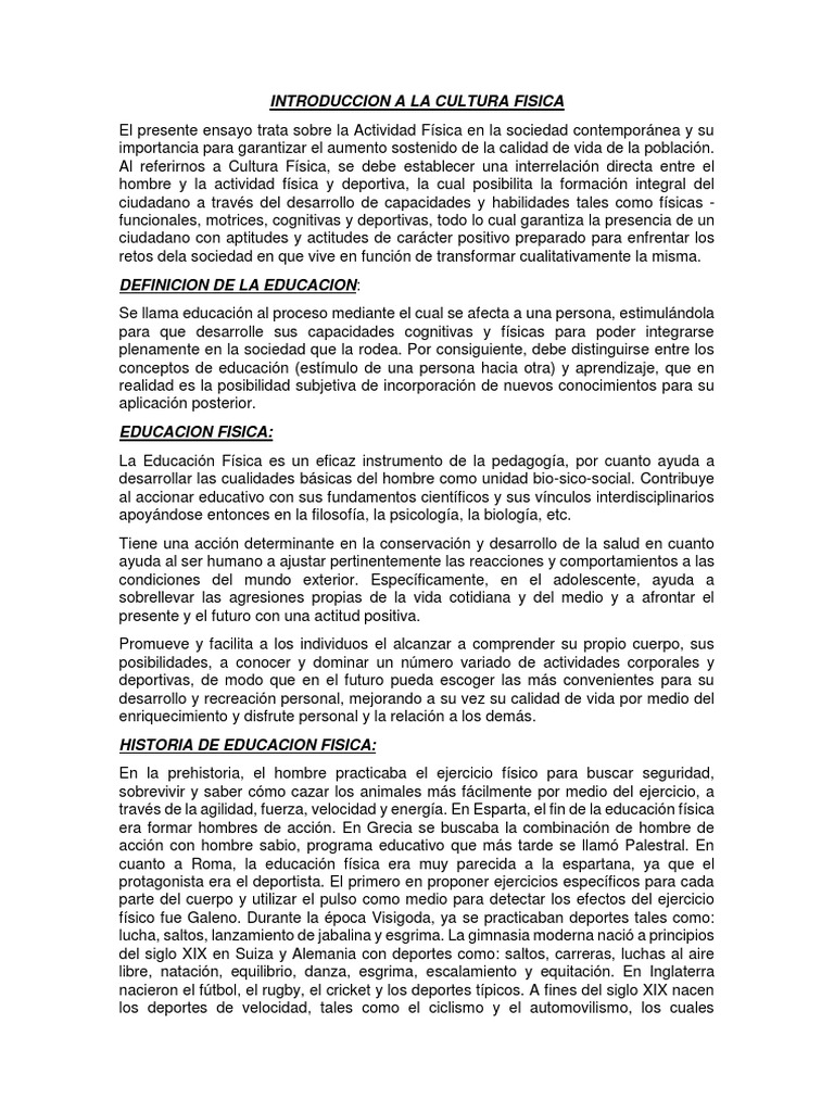 Introduccion a La Cultura Fisica Deportes Física y