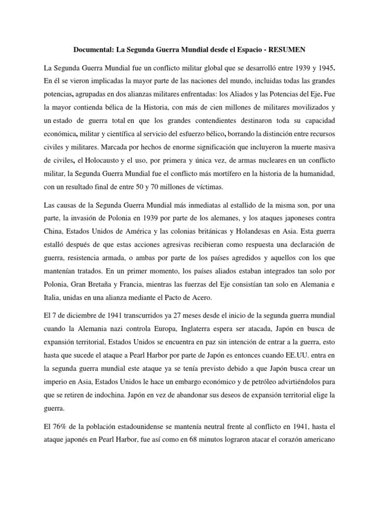 Total 55+ imagen la segunda guerra mundial vista desde el espacio resumen Abzlocal.mx