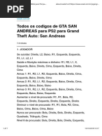 Códigos Grand Theft Auto: San Andreas, GTA: San Andreas - PS2