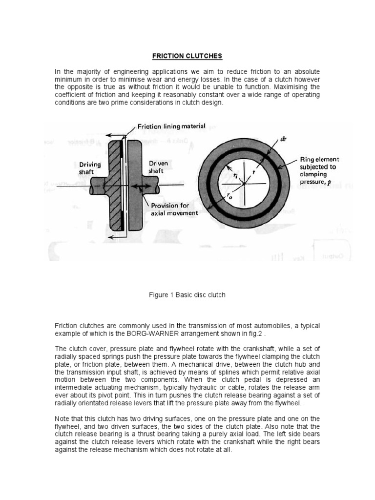 Clutch Notes Mechanical Design Clutch Transmission (Mechanics)