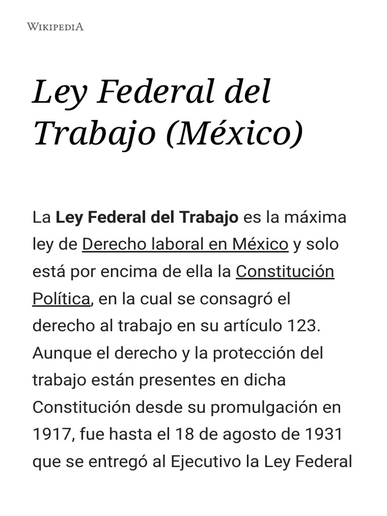Historia de la Ley Federal del Trabajo | PDF | Derecho laboral | México