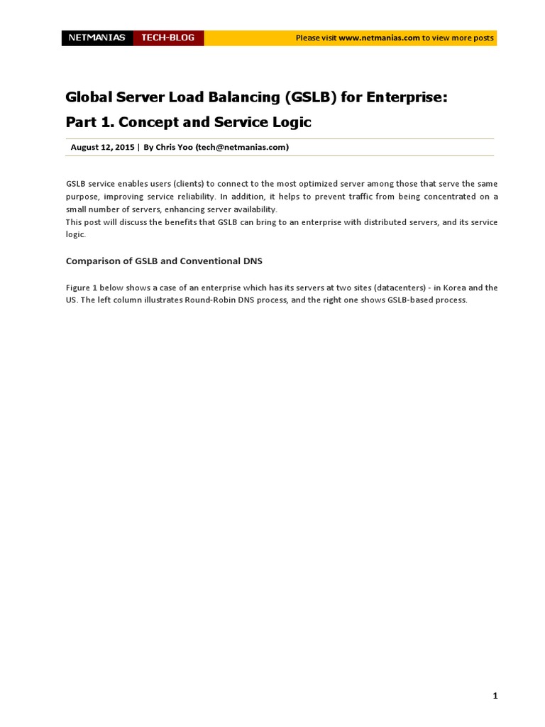 Netmanias.2015.08.12.Global Server Load Balancing (GSLB) For Enterprise ...