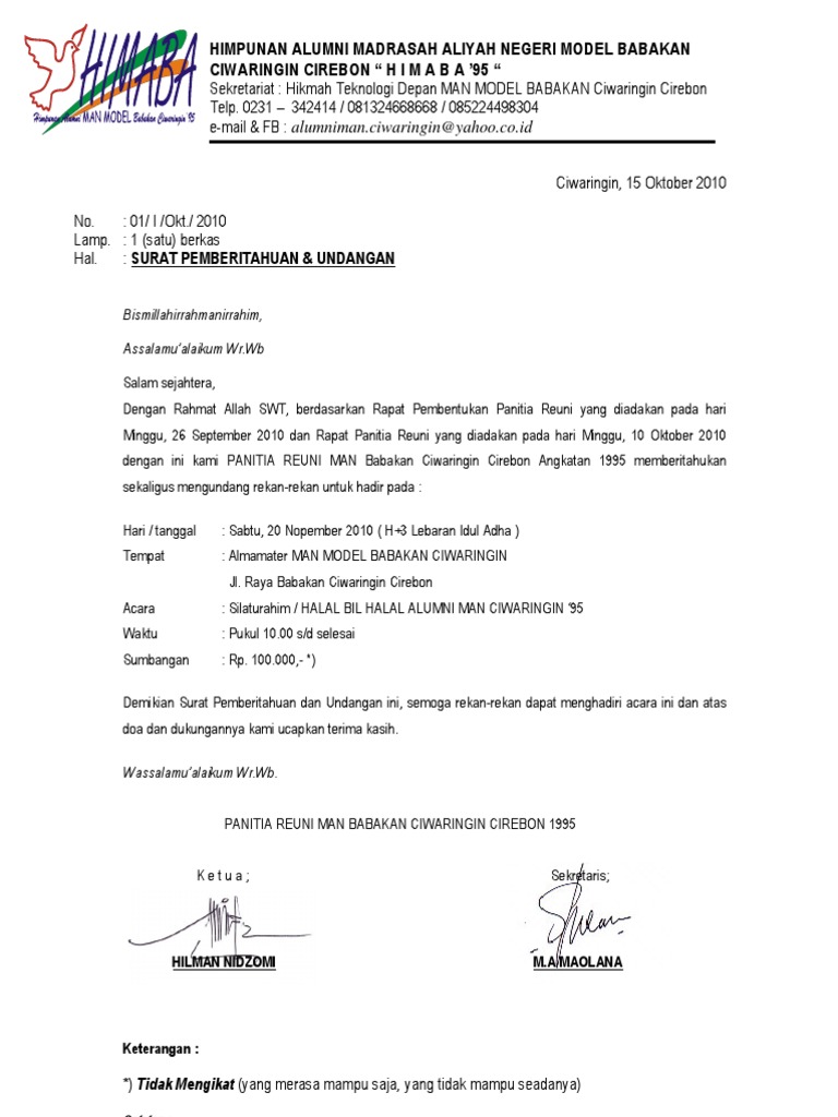 Contoh Undangan Formal untuk Berbagai Acara - Contoh Surat Ide