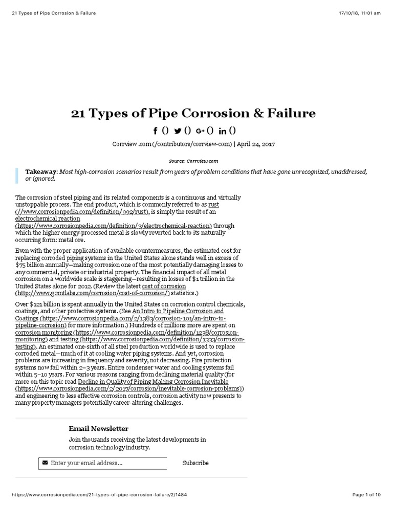 21 Types of Pipe Corrosion & Failure PDF PDF Corrosion Rust