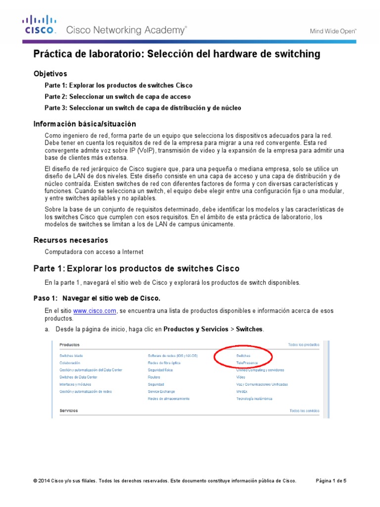 1.2.1.8 Lab - Selecting Switching Hardware | PDF | Conmutador de red ...