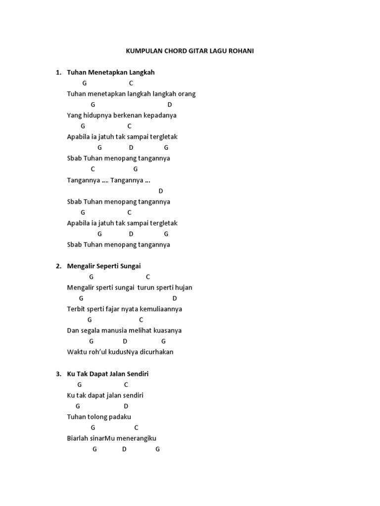 Kumpulan Chord Gitar Lagu Rohani