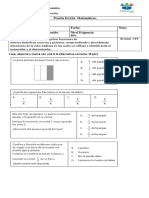 Prueba Escrita Matemáticas TERCERO BÁSICO