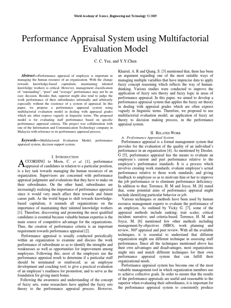 Multifactorial Model for Performance Appraisal | PDF | Career & Growth