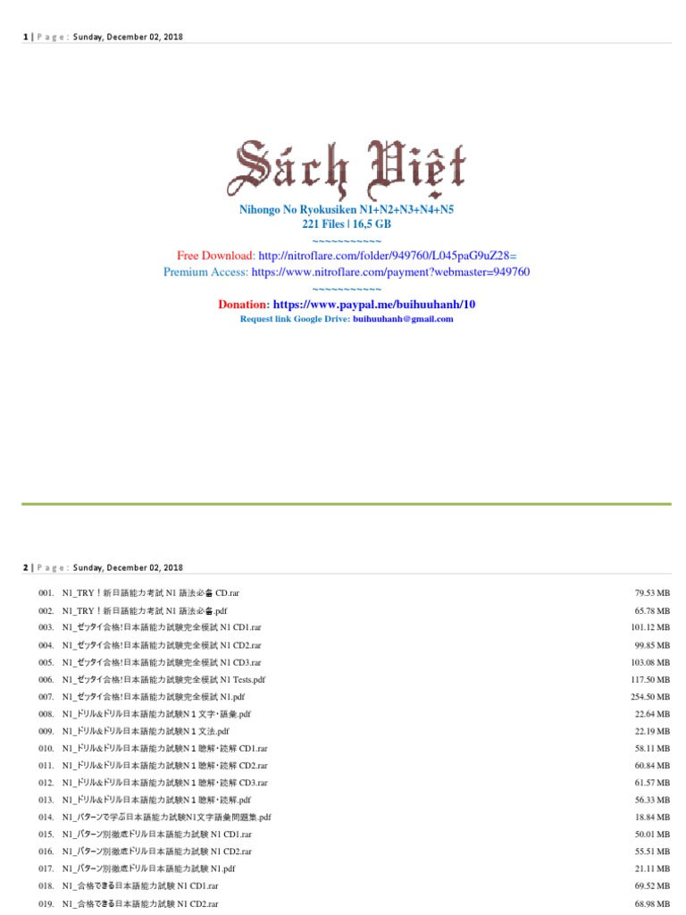 Nihongo Nouryoku Shiken N1+N2+N3+N4+N5 | PDF