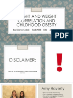 Height and Weight Correlation and Childhood Obesity