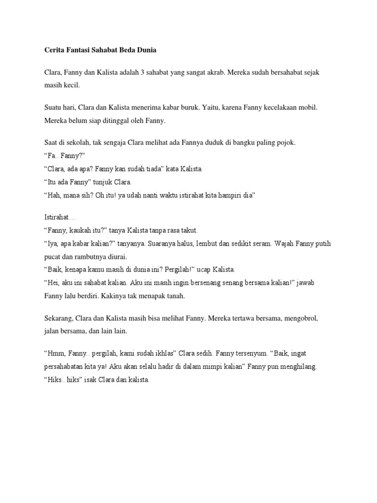 Cerita Fantasi Sahabat Beda Dunia