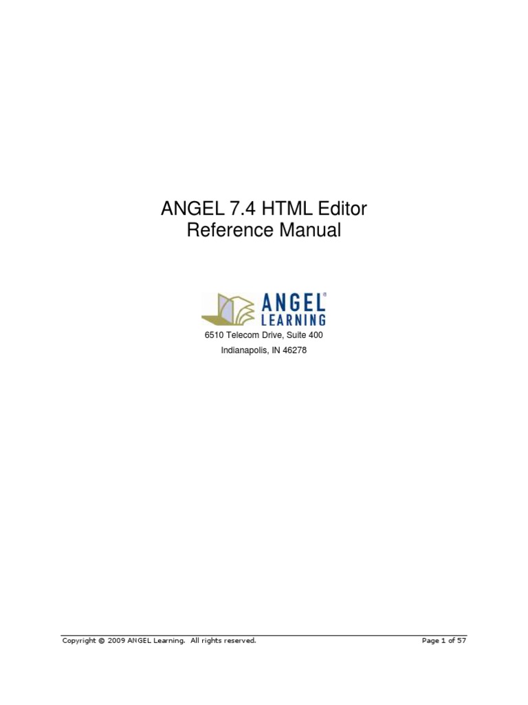 ANGEL HTML Editor Reference | PDF | Hyperlink | Html
