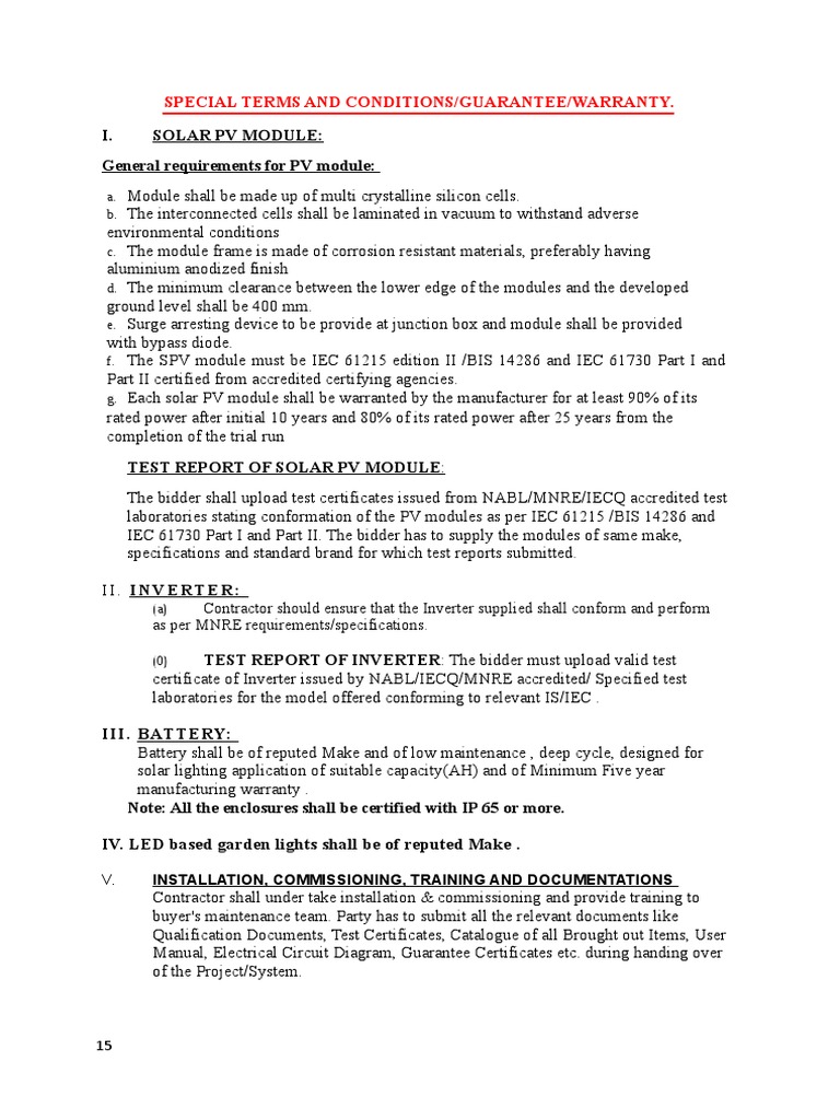 Special Terms and Conditions | PDF | Solar Panel | Photovoltaic System