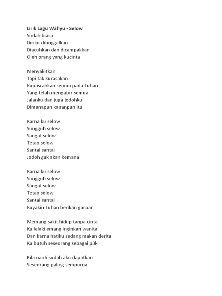 Lirik Wahyu Selow Pdf