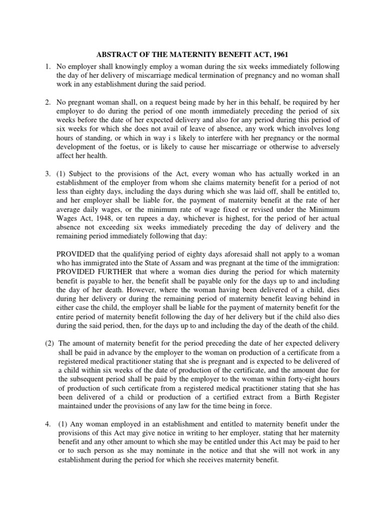 AbstractMaternity Benefit PDF PDF Pregnancy Miscarriage