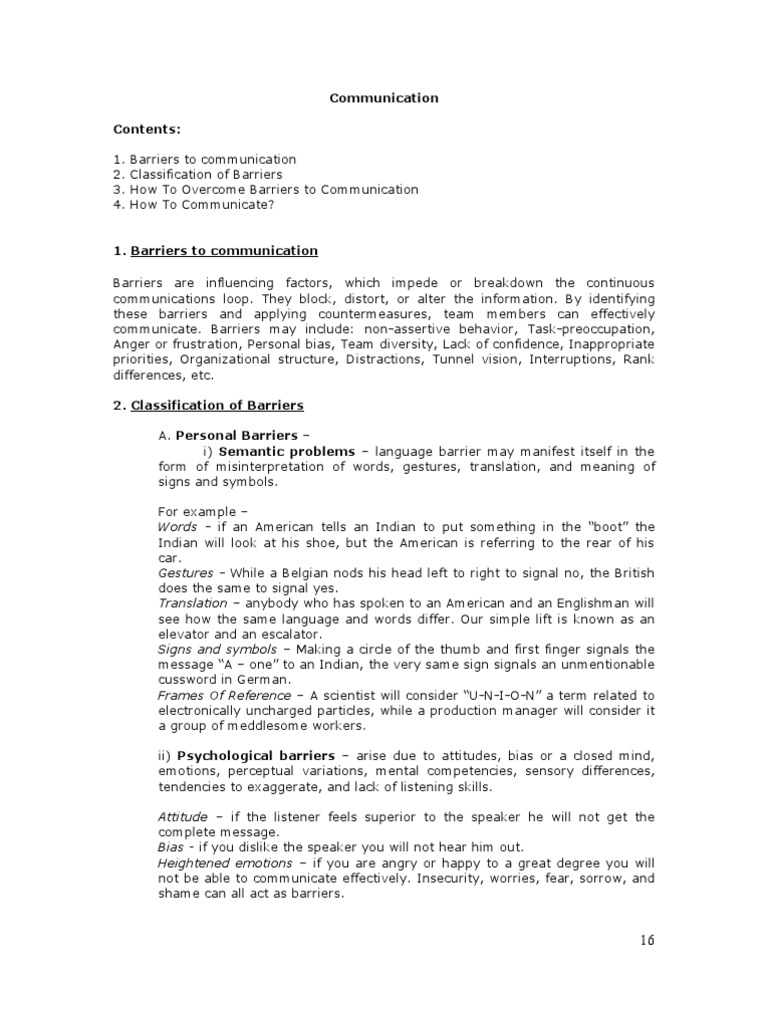 Classification of Communication Barriers | PDF | Bias | Communication