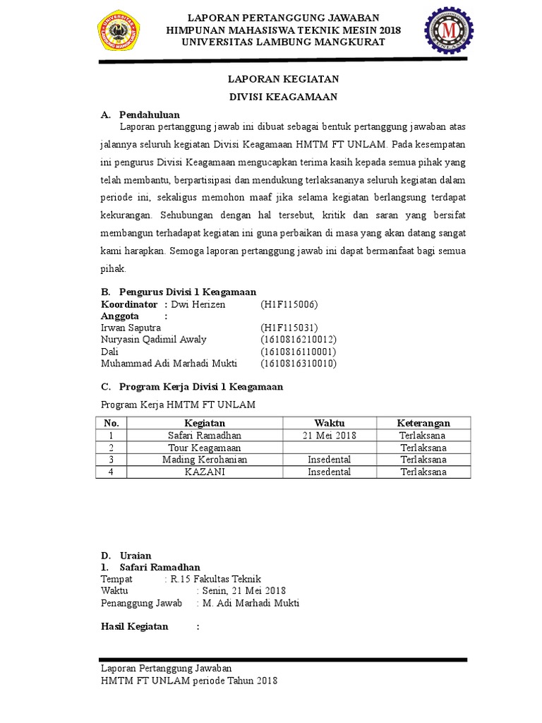 LPJ Divisi | PDF