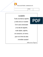 Plan de LECTURA: Comprensiva N°6 Kínder Nombre y Apellido Fecha