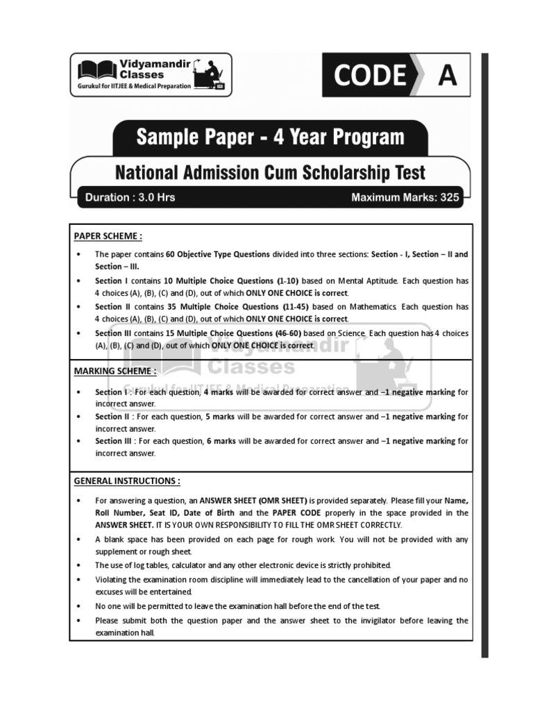 Vmc Admission Test | Syllabus for JEE, MEDICAL, Foundation & Pre ...