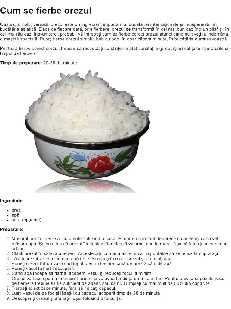 Cum Se Fierbe Orezul
